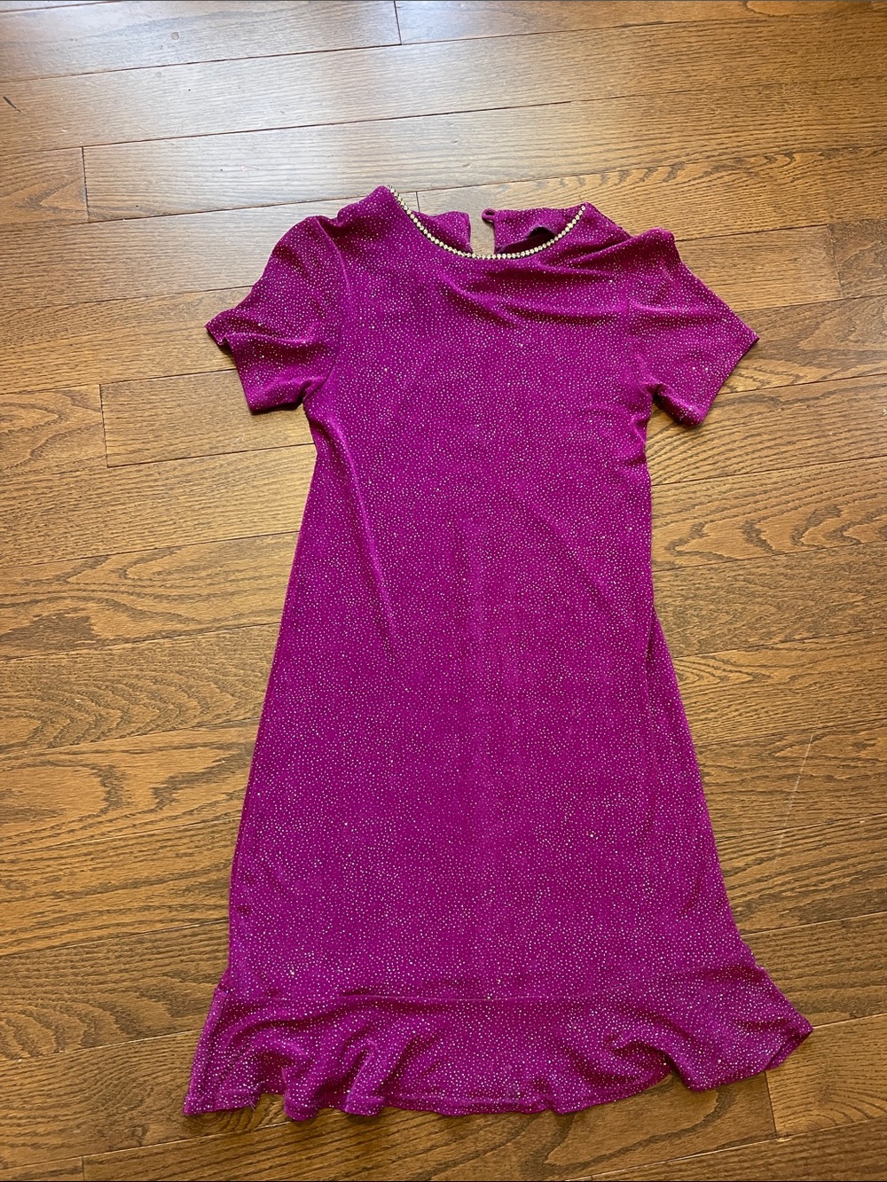 Bonnie Jean Sparkle Magenta Short-Sleeve Party Dress, vintage